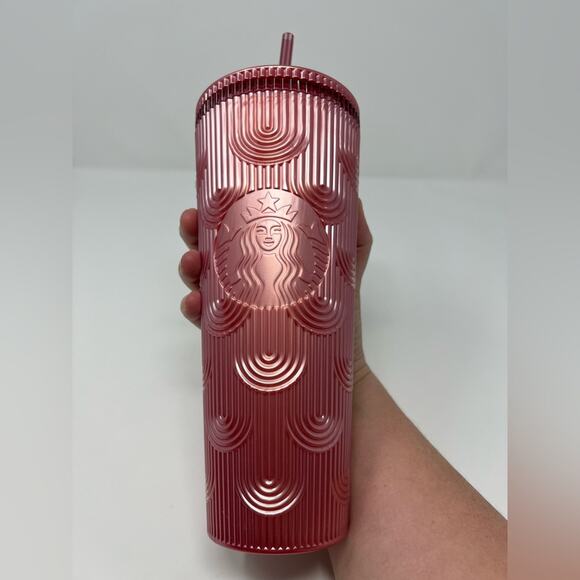 Starbucks Dusty Rose Pink Pearl Shell Mermaid Scales Siren Tumbler Fall 2023 - Picture 4 of 5